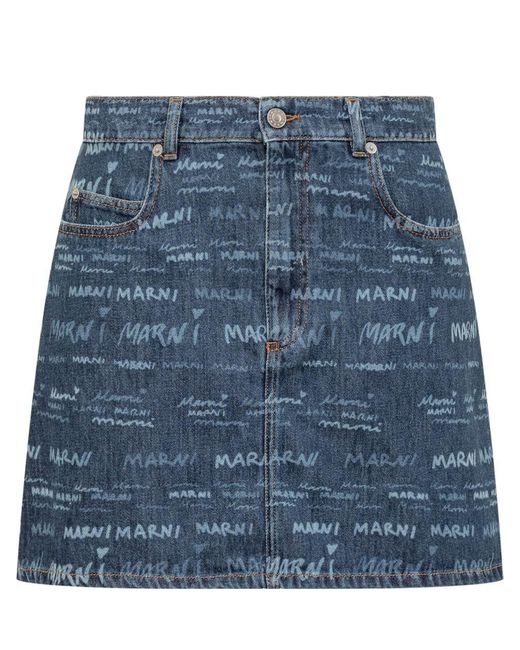 Marni Blue Monogram Mini Skirt