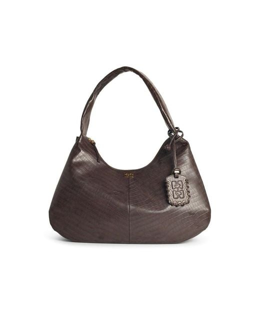 Ganni Brown 'Bou Croco Xxl' Recycled Leather Blend Bag