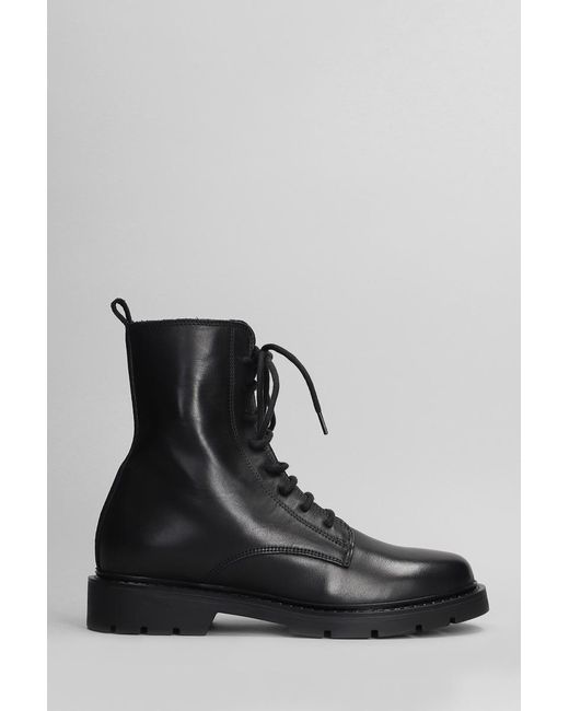 Carmens Black Leather Combat Boots with Laces