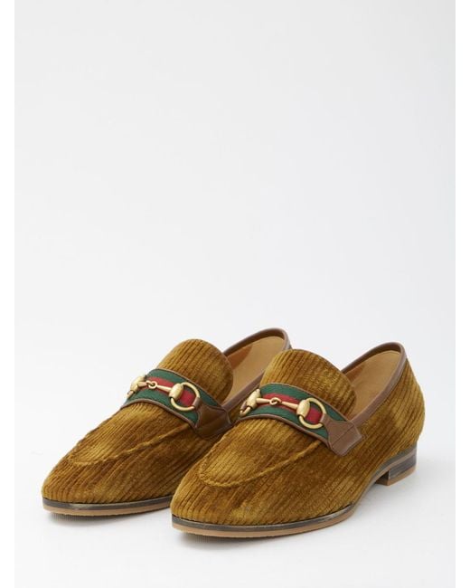 Gucci Brown Corduroy Loafers With Horsebit for men