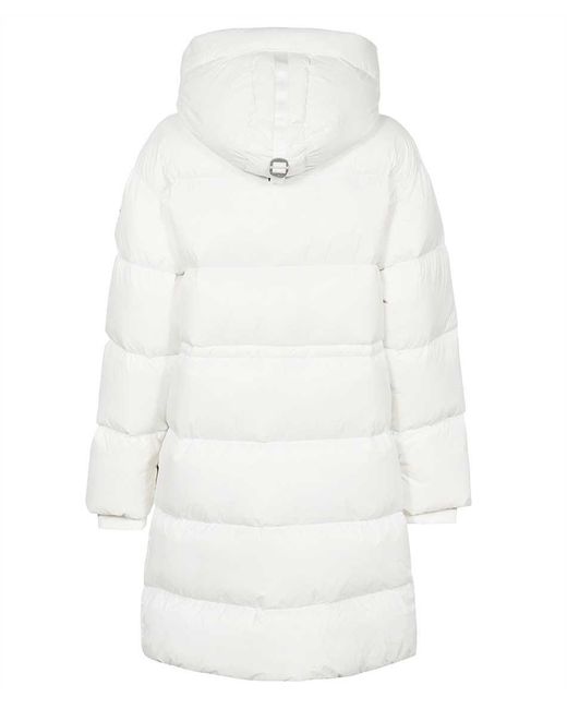 Parajumpers White Eira Long Hooded Down Jacket