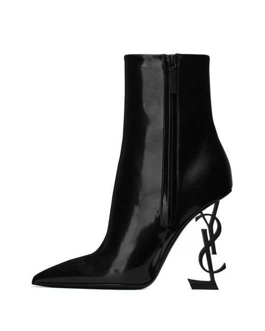 Saint Laurent Black Opyum Leather Ankle Boots