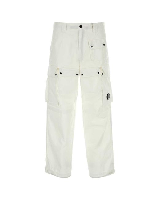 C P Company White Cotton Pant for men