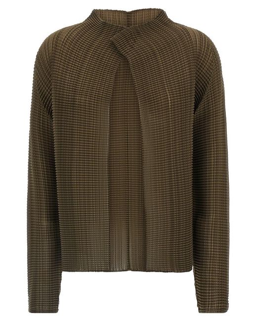 Issey Miyake Green 'Wooly Pleats-58' Cardigan