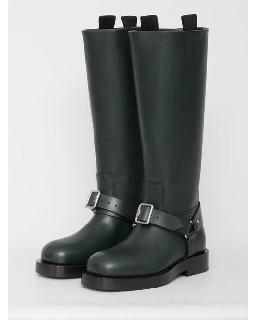 Burberry Leather Saddle Knee High Boots in Green Lyst UK