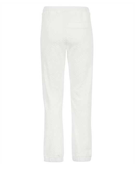 Fendi White Stretch Cotton Track-Pants for men