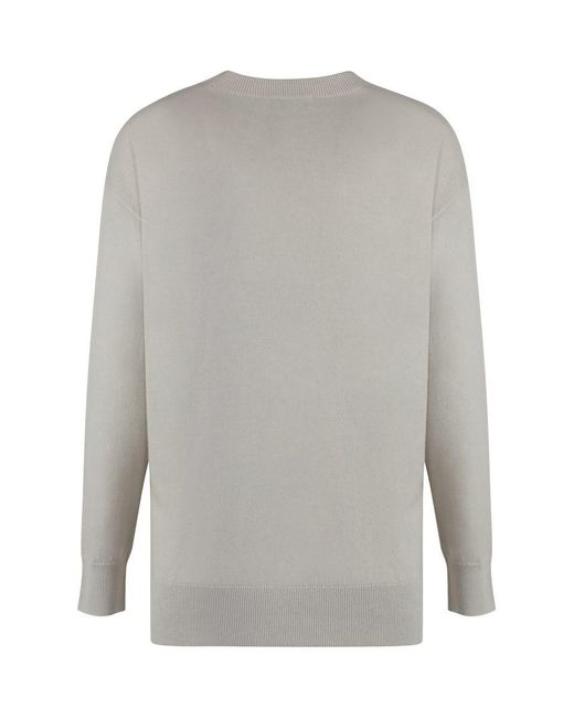 Max Mara Gray Verona Crew-Neck Wool Sweater