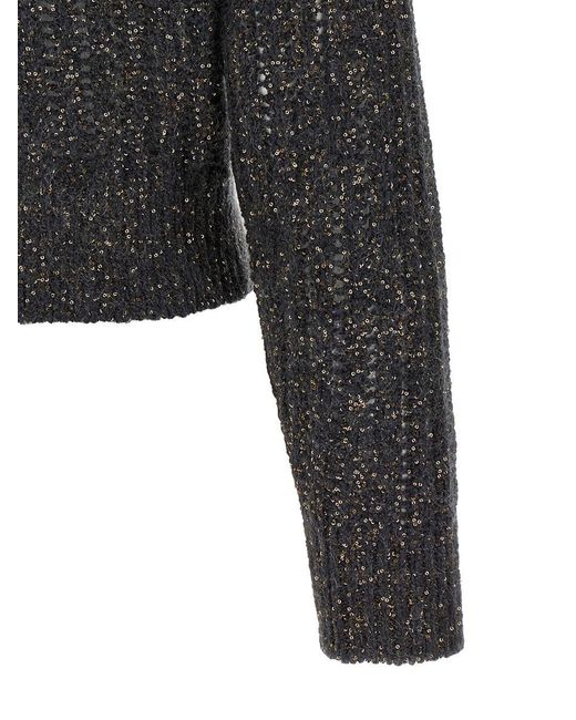 Brunello Cucinelli Black 'Rustic Dazzling Net' Cardigan