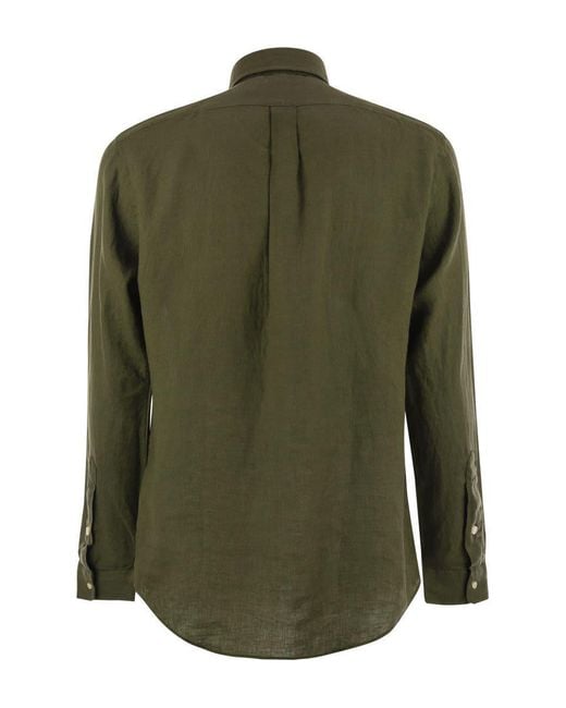 Polo Ralph Lauren Green Custom-Fit Linen Shirt for men