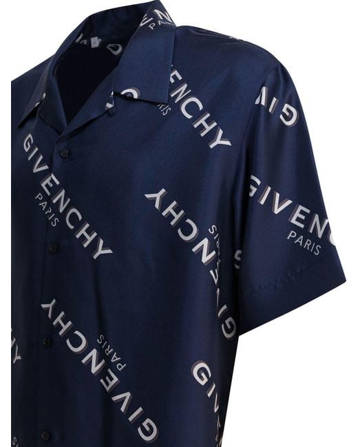 Givenchy Blue Silk Bowling Shirt for men