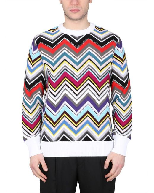 Missoni Multicolor Wool Crew Neck Sweater for men