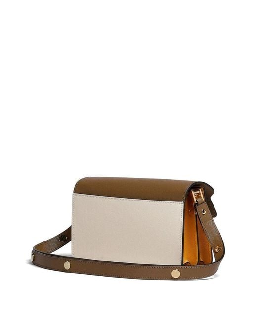 Marni Gray White And East/west Trunk Bag In Saffiano Leather