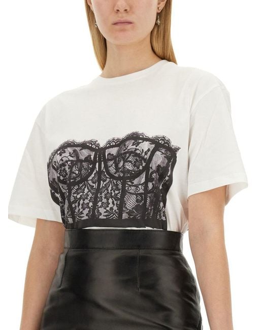 McQueen Corset Print T-shirt in Black | Lyst
