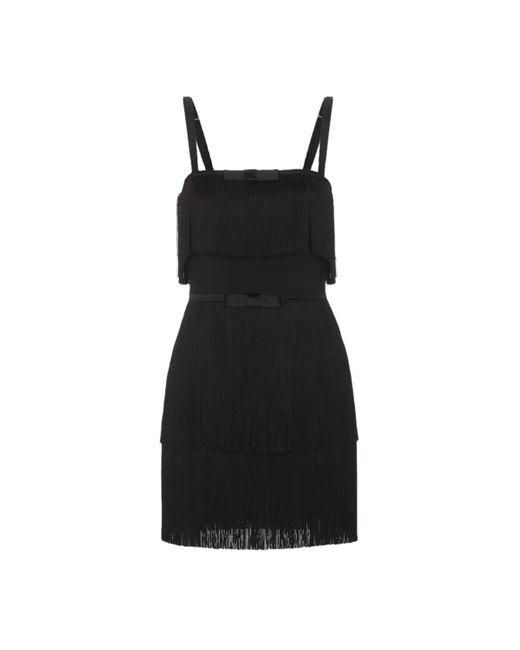 Elisabetta Franchi Black Mini Tassle Dress