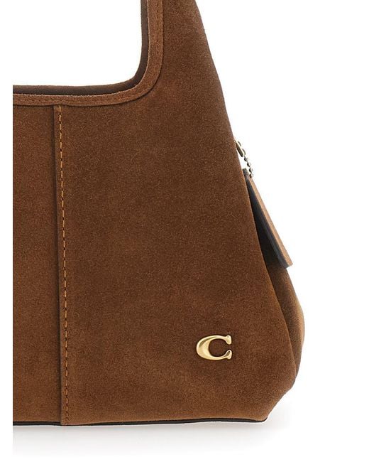 COACH Brown 'Lana' Crossbody Bag With Metallic Logo Plate And Contrast Stitching
