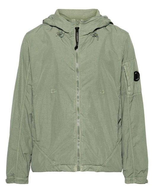 C P Company Green Flatt Cargo-pockets Hooded Jacket for men