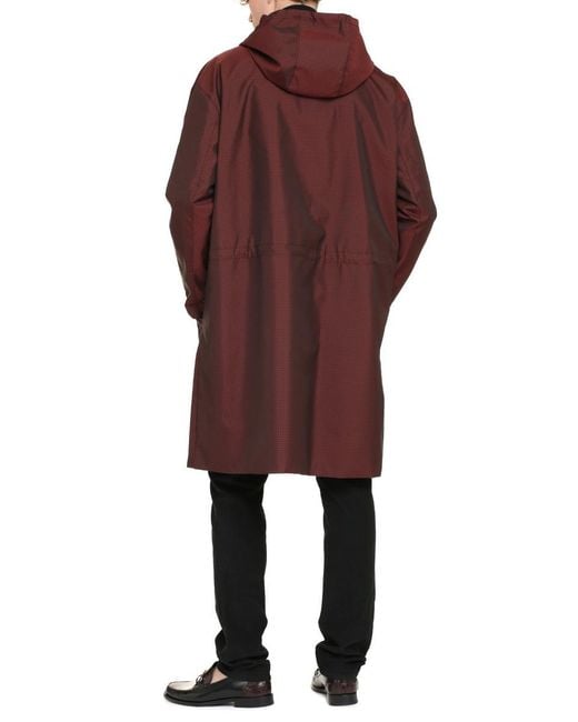 Fendi Red Hooded Raincoat for men
