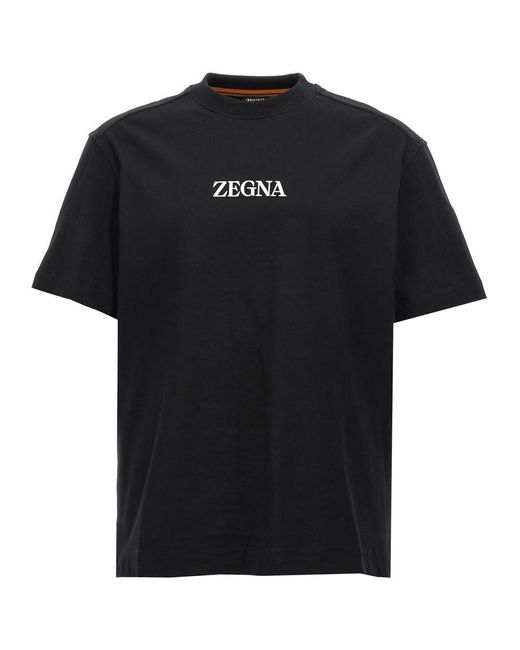 Zegna Black Rubberized Logo T-shirt for men
