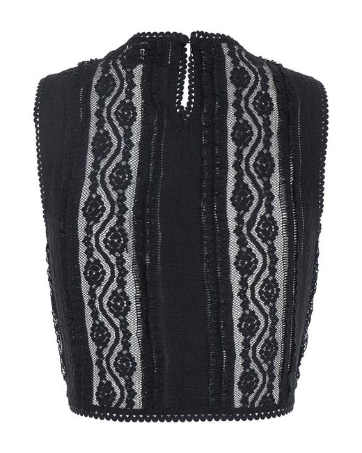 Charo Ruiz Black Asteria' Top With Embroidery Details