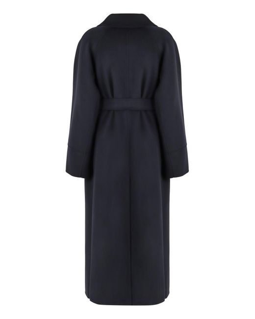 Max Mara Blue Malika Virgin Wool Long Coat