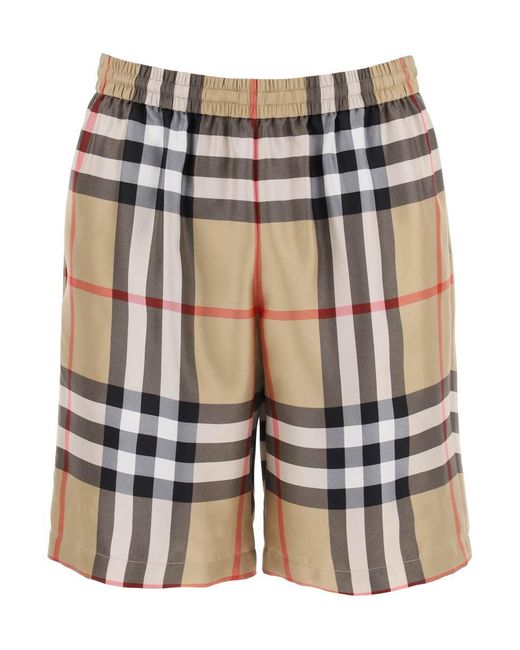 Burberry Multicolor Bradeston Shorts In Check Silk for men