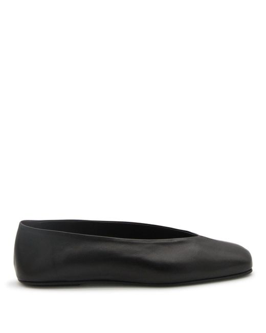The Row Black Leather Eva Ballerina Shoes