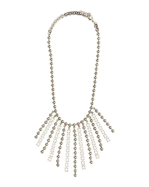 Alessandra Rich White Crystal And Chain Necklace With Bangs