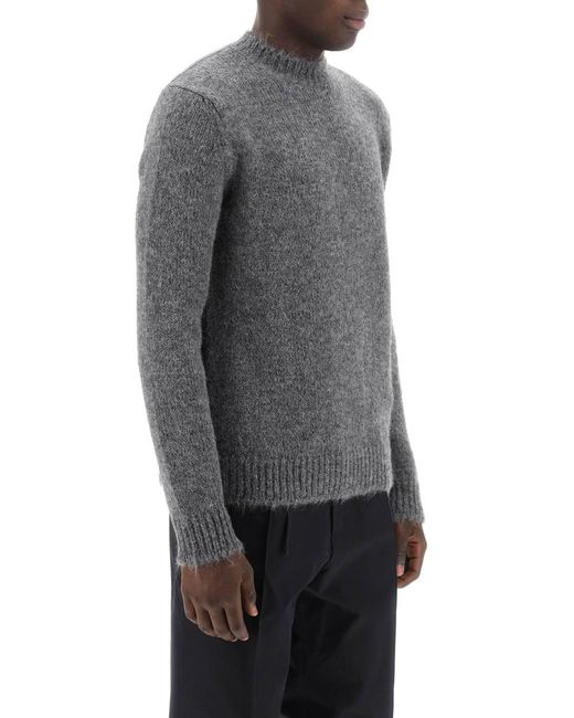 Jil Sander Gray Alpaca Crew Neck Sweater for men