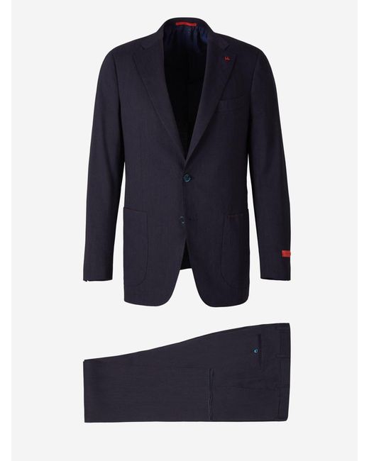 Isaia Blue Suit "gregory" In Wool for men