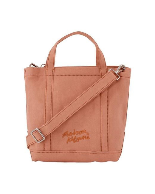 Maison Kitsuné Brown Fox Head Small Shopper Bag
