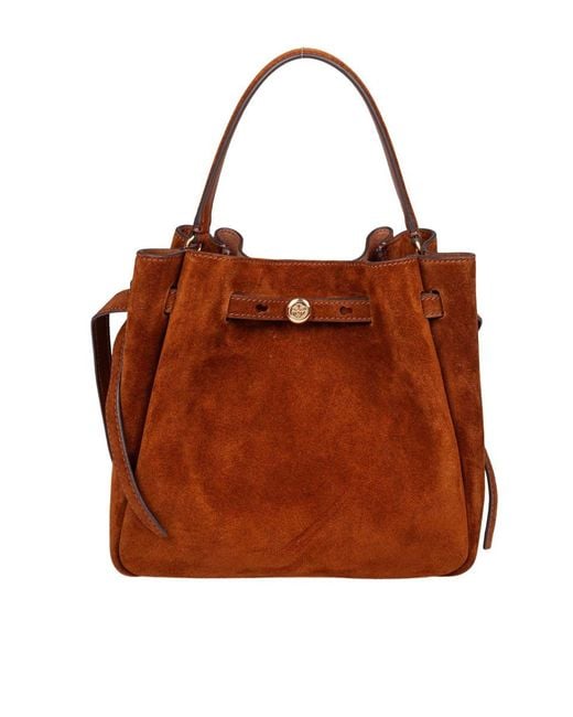 Tory Burch Brown Soft Suede Bucket Bag