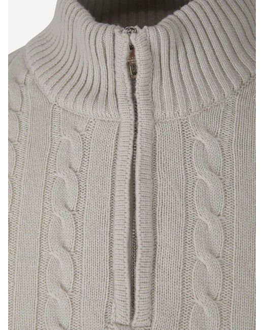 Luigi Borrelli Napoli Green Cable Knit Wool Sweater for men