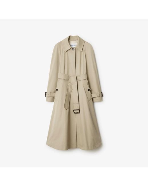Burberry Natural Long Gabardine Ellingham Fit-And-Flare Car Coat