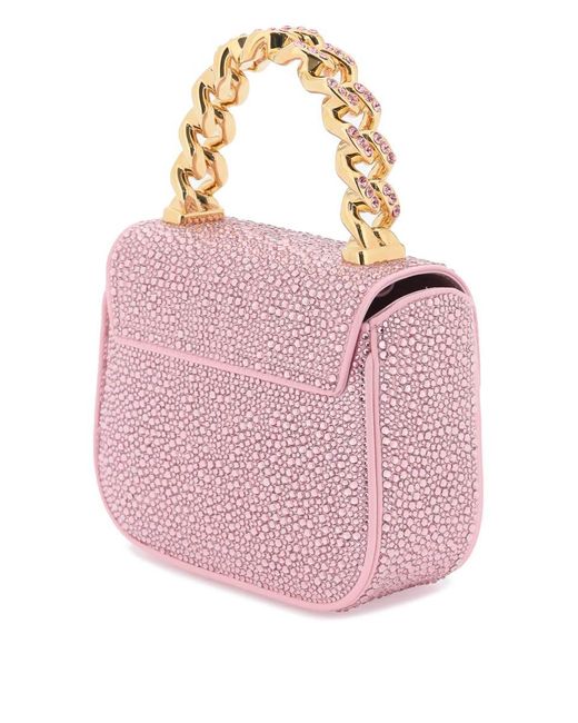 Versace Pink La Medusa Handbag With Crystals