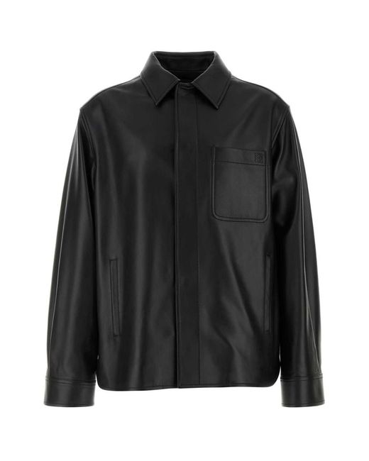 Loewe Black Classic Leather Jacket for men
