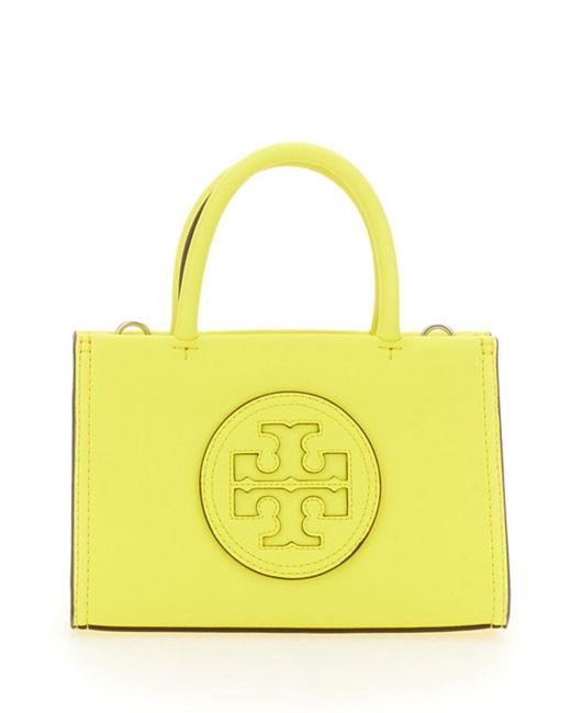 Tory Burch Ella Mini Faux Leather Tote Bag in Yellow | Lyst