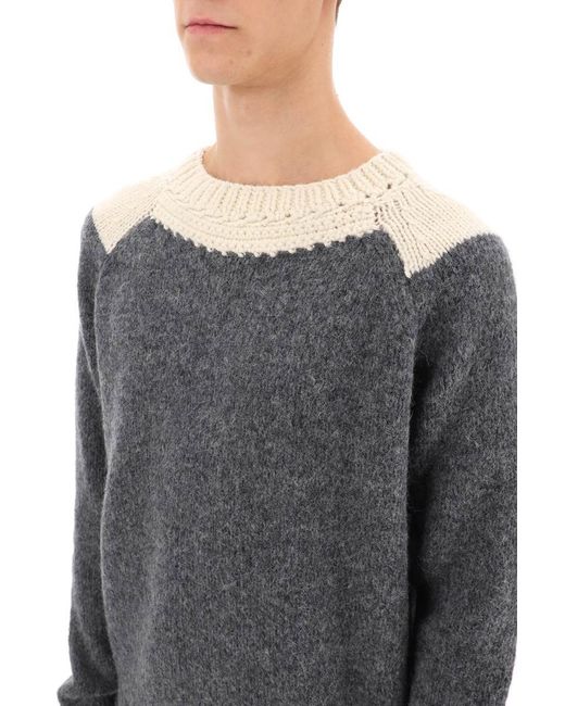 Dries Van Noten Gray Two-Tone Alpaca And Wool Sweater for men