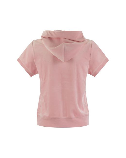 Juicy Couture Pink Short-sleeved Velvet Hoodie
