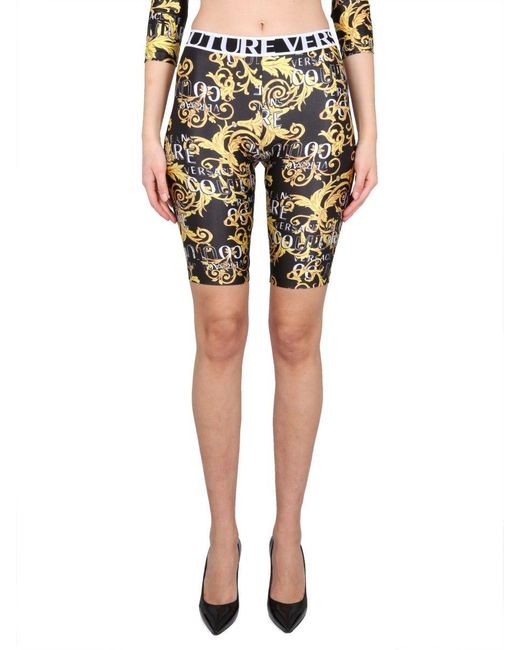 Versace Blue Bermuda Shorts With Couture Logo Print