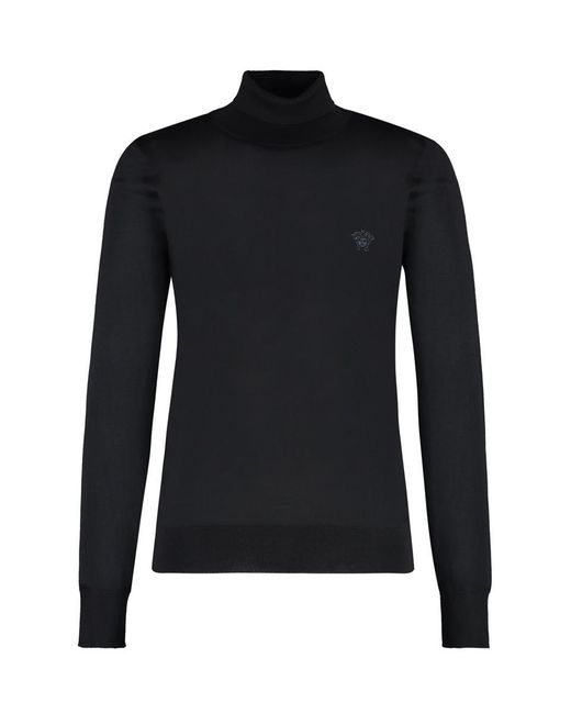 Versace Black Wool Blend Turtleneck Sweater for men
