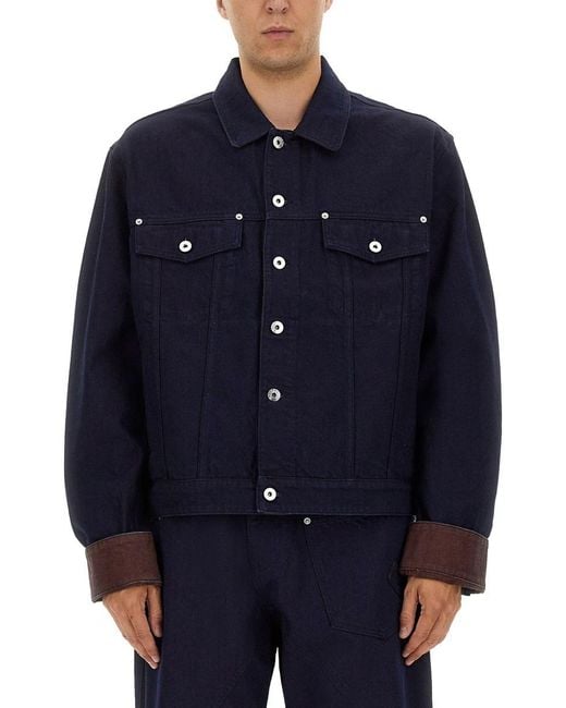 J.W. Anderson Blue Cropped Denim Jacket With Contrasting Cuffs for men