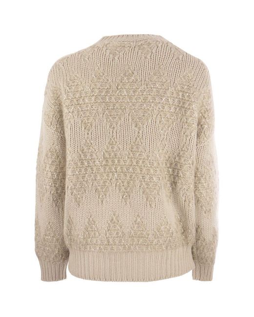 Brunello Cucinelli Natural Wool, Silk And Cashmere Sweater