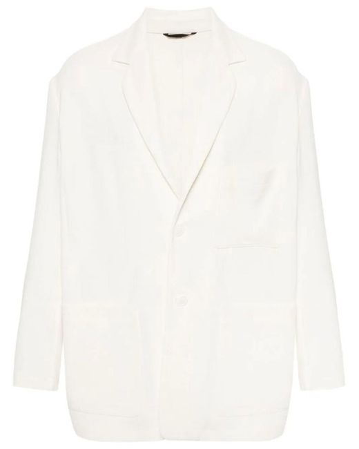Giorgio Armani White Single-breasted Canneté Jacket Clothing for men