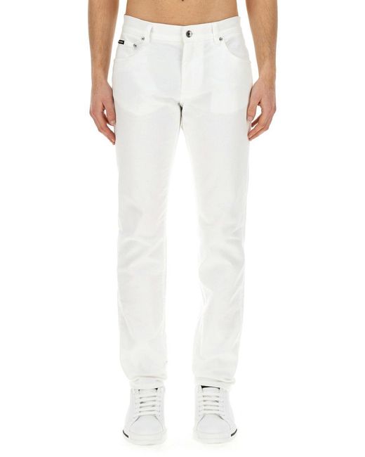 Dolce & Gabbana White Slim Fit Jeans for men