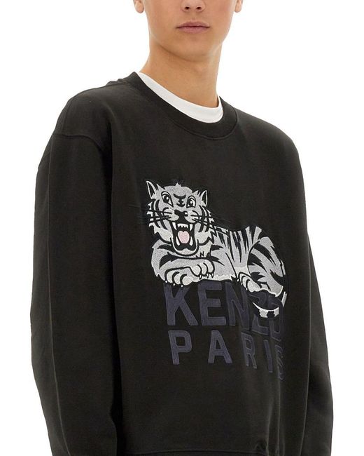 KENZO Black Happy Tiger Classic Sweatshirt for men