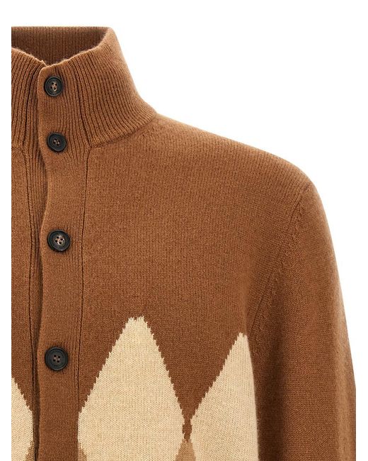 Ballantyne Brown Cardigan Argyle for men