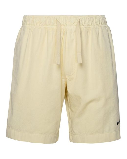 Palm Angels Natural Ivory Cotton Bermuda Shorts for men