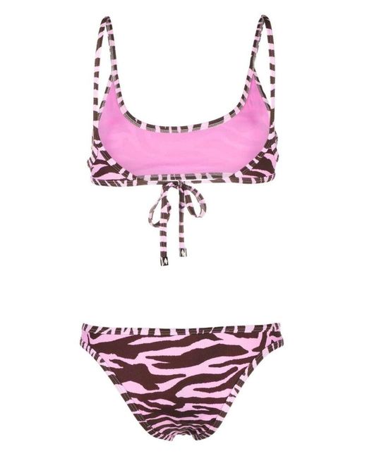 The Attico Purple Zebra-print Bikini