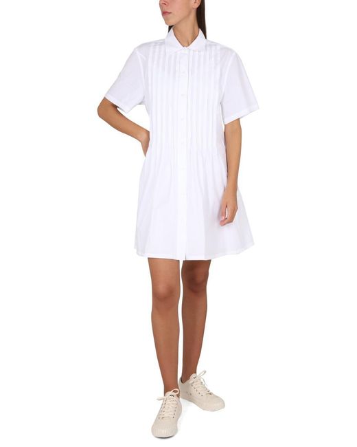 KENZO White Pleated Chemise Dress