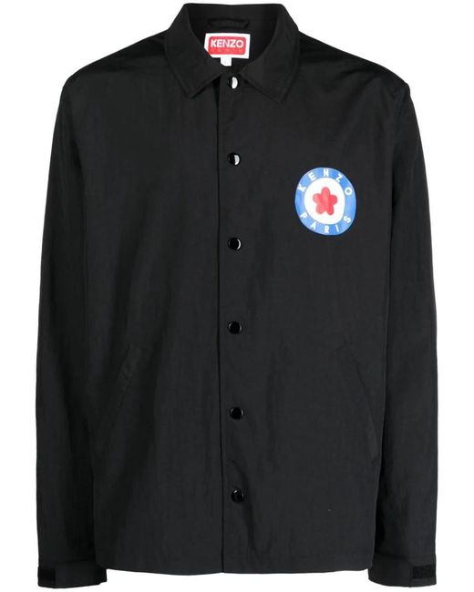 KENZO Black Target Print Shirt Jacket for men